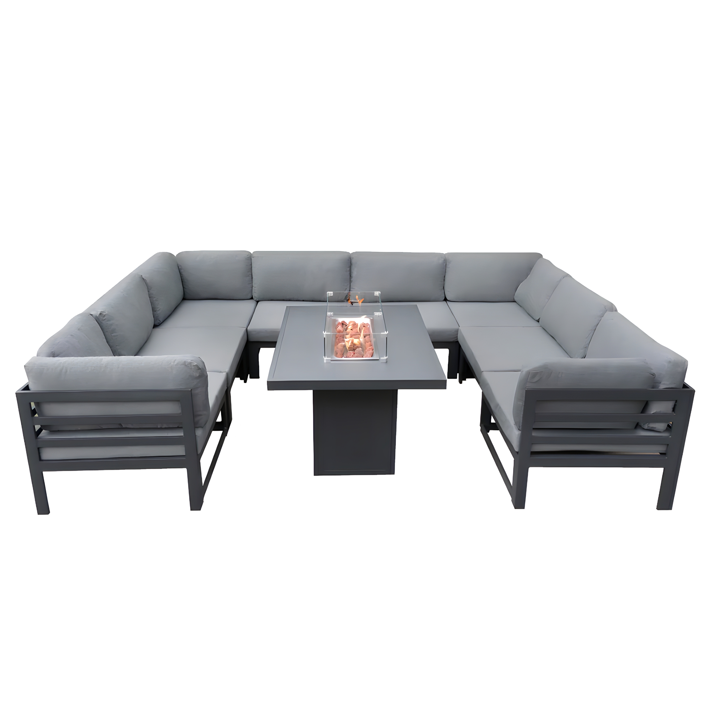 Aluminium 9 Piece Modular Garden Set with Firepit