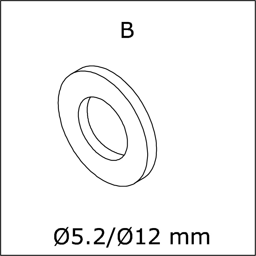 B) Ø5.2/Ø12mm (diâmetro) de parafuso ou componente similar para montagem de móveis modulares ao ar livre.